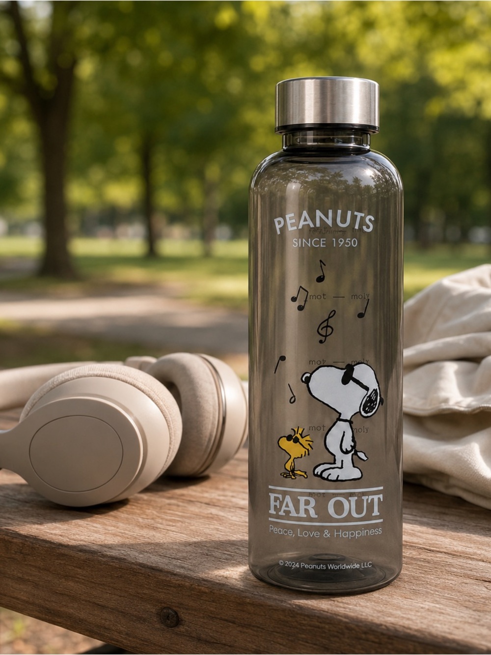 Snoopy 500ml Time Marker Water Bottle -Stainless Steel Lid – Imported from Japan